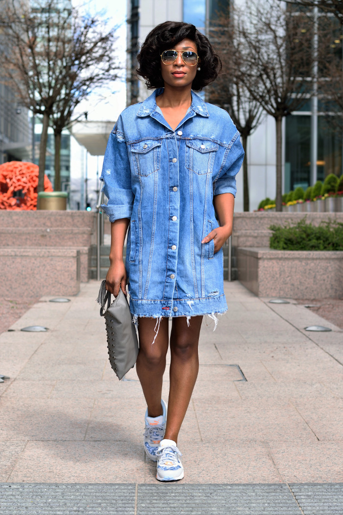 long jeans jacket outfit